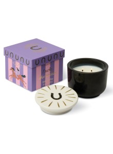 CMD0804EU Charmed 226g Black Glass Candle Paddywax with Horseshoe Ceramic Lid - Tabac and Pine